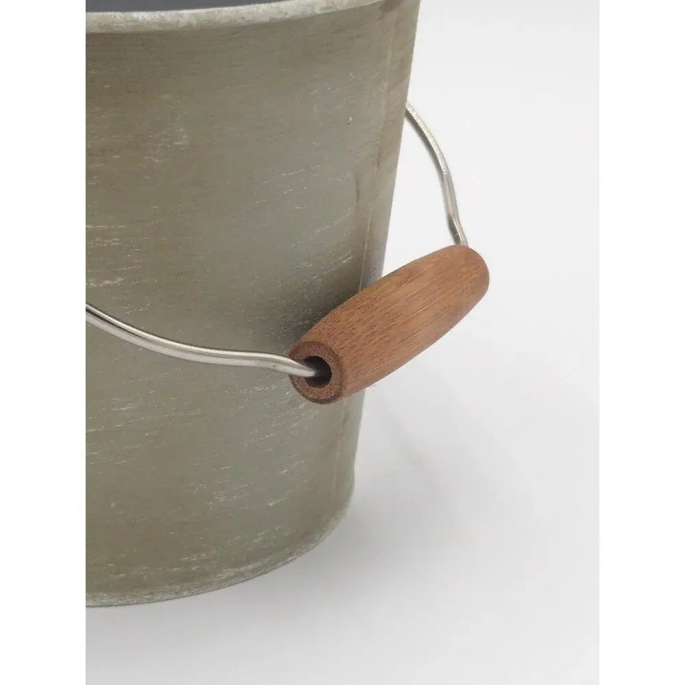 Upcycled Vintage Style Metal Bucket Rustic French Country Farmhouse Herb Planter